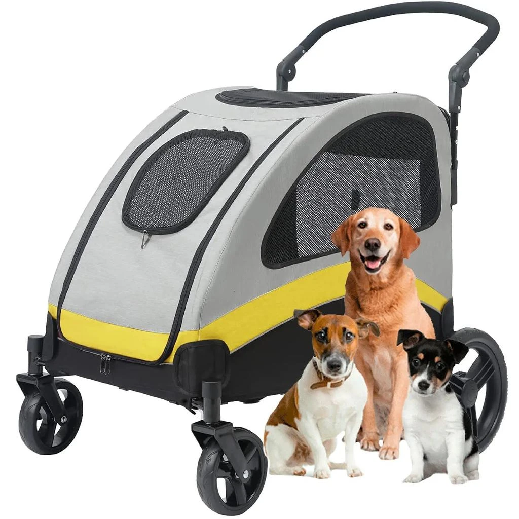 AROPETS Medium size Dog Stroller with Four Wheels - Foldable Pet Jogger Wagon for Outdoor Travel, Supports Up to 55kg