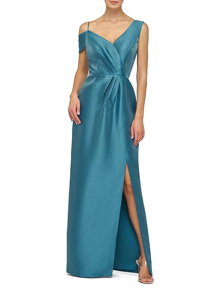 Kay Unger Rowan Asymmetric Metallic Column Gown 6