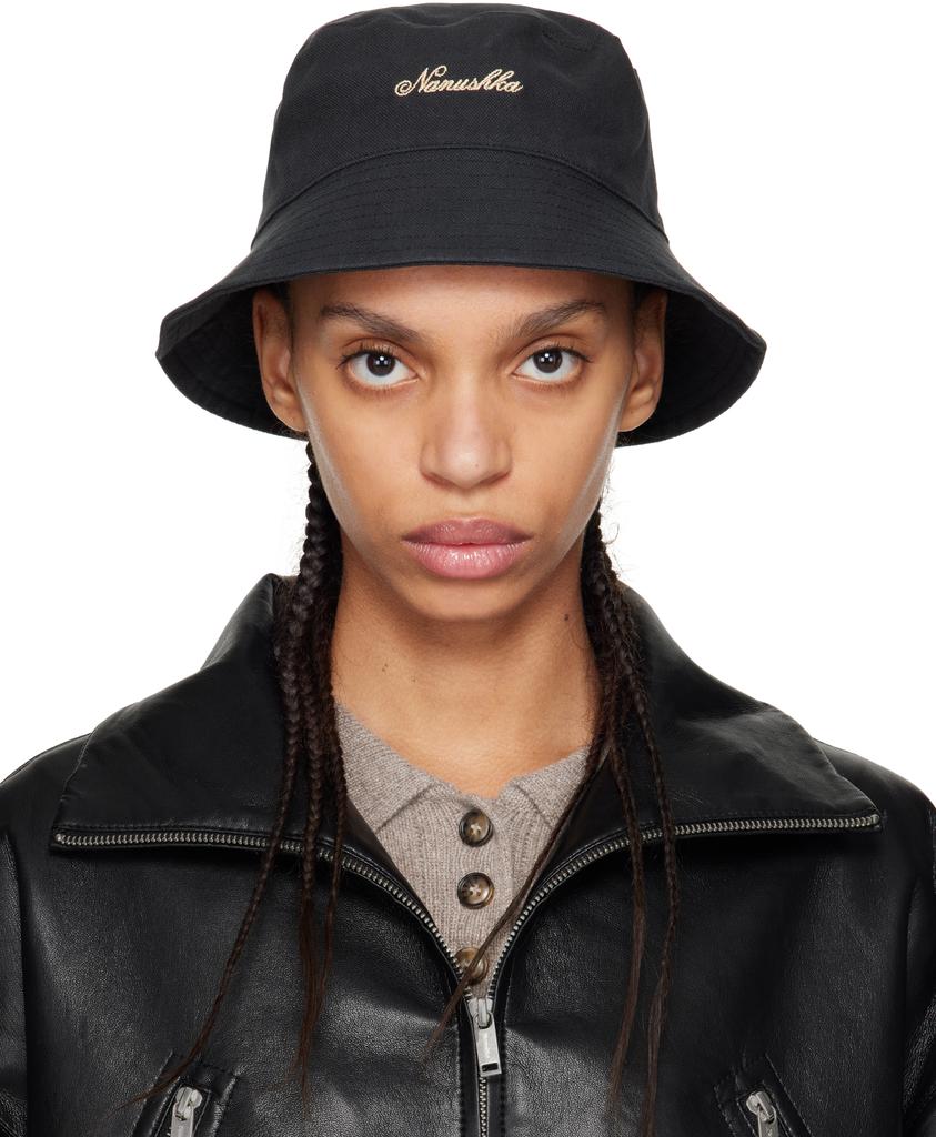 Nanushka Black Caran Bucket Hat