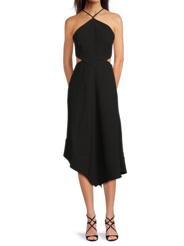 A.L.C. Halterneck Cutout Asymmetric Midi Dress