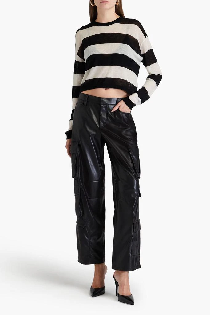 Alice + Olivia Cropped striped wool-blend sweater 2