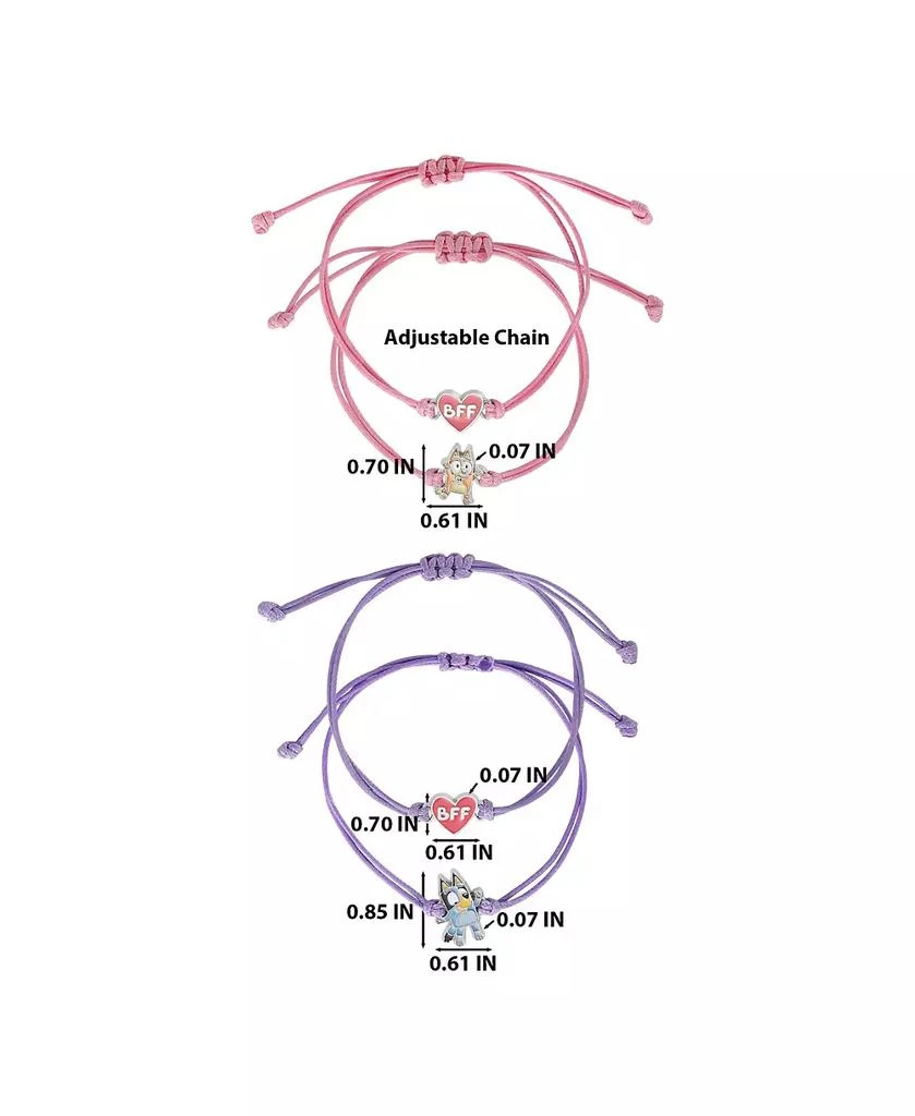 Bluey Adjustable Friendship Bracelet Set, Heart Charm, 4-Pack 3