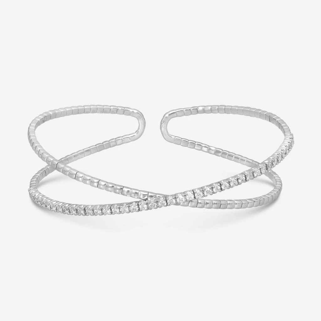 Mémoire Mémoire 18K White Gold Diamond Open Flex Crisscross Bangle Bracelet FGFX10857458W72000