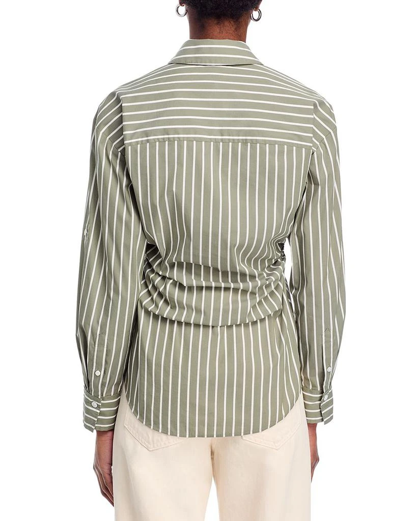 VERONICA BEARD Devra Stripe Center Ruched Shirt 3