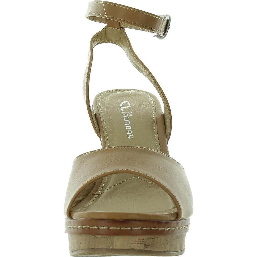 CL By Laundry Womens Faux Leather Open Toe Wedge Sandals 3