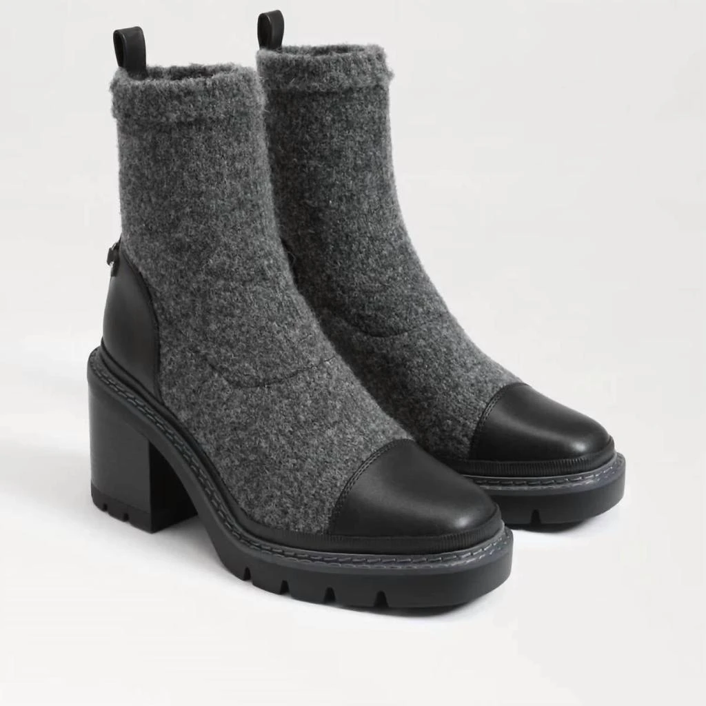Sam Edelman Rozanna Knit Bootie In Charcoal/black 1