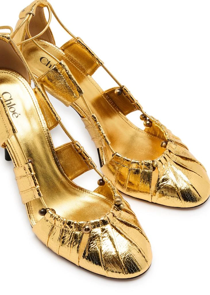 Chloé Luna 100 cut-out metallic-leather pumps 3