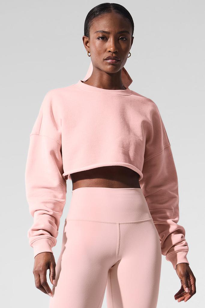 Alo Extreme Cropped Pullover - Pink Quartz - Hoodies - Free