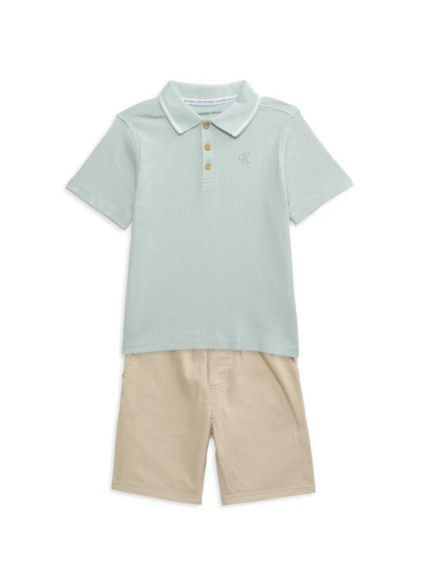 Calvin Klein Little Boy's 2-Piece Logo Polo T-Shirt & Shorts Set 1