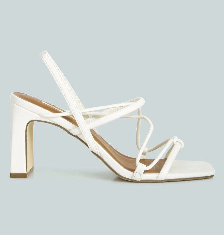 London Rag Two Strings Slingback Slim Block Heel Sandals 1