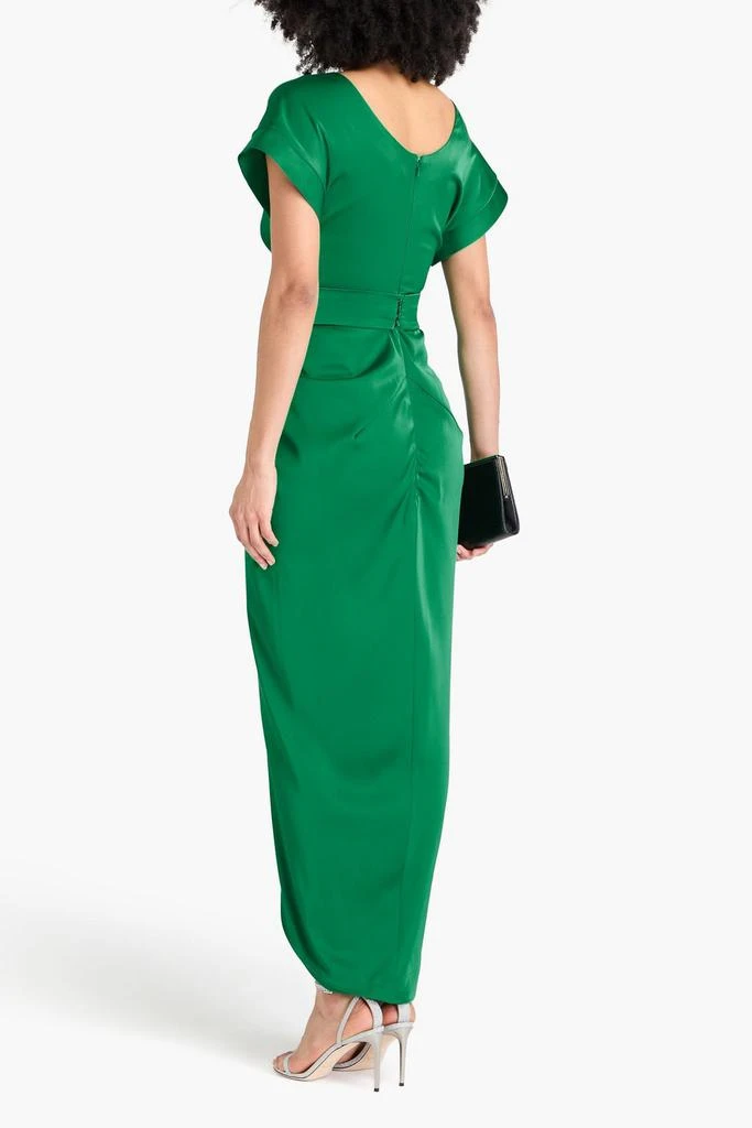 RHEA COSTA Jaya belted draped satin maxi dress 3