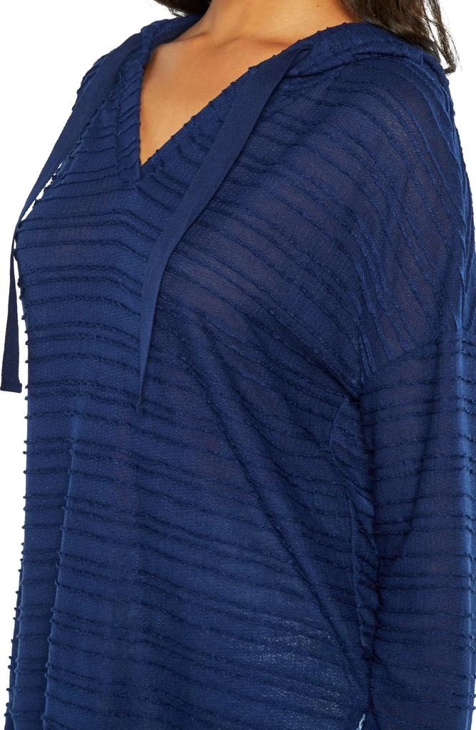 Three Dots Stripe Textured Hacci Pullover Hoodie 6