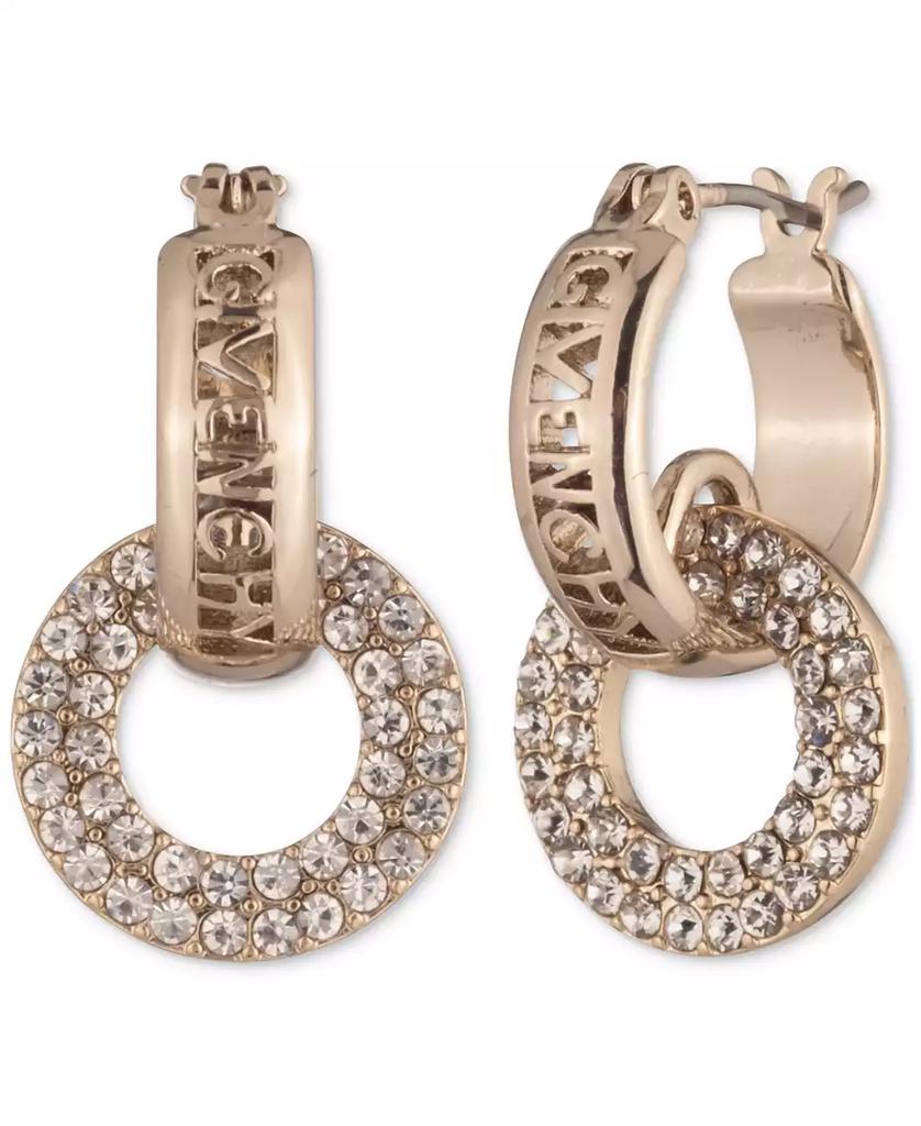 Givenchy Gold-Tone Pavé Link Charm Logo Hoop Earrings