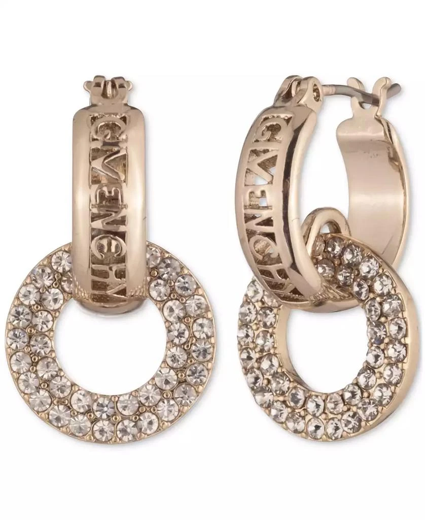Givenchy Gold-Tone Pavé Link Charm Logo Hoop Earrings 1
