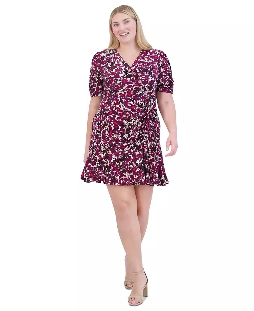 Jessica Howard Plus Size Floral-Print Ruched Dress 1