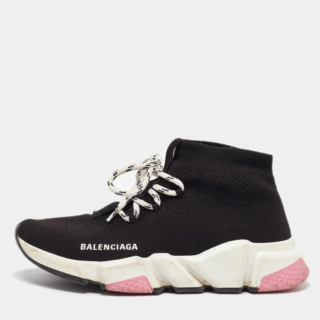 Balenciaga Black Knit Fabric Speed Trainer Lace up Sneakers  display picture 3