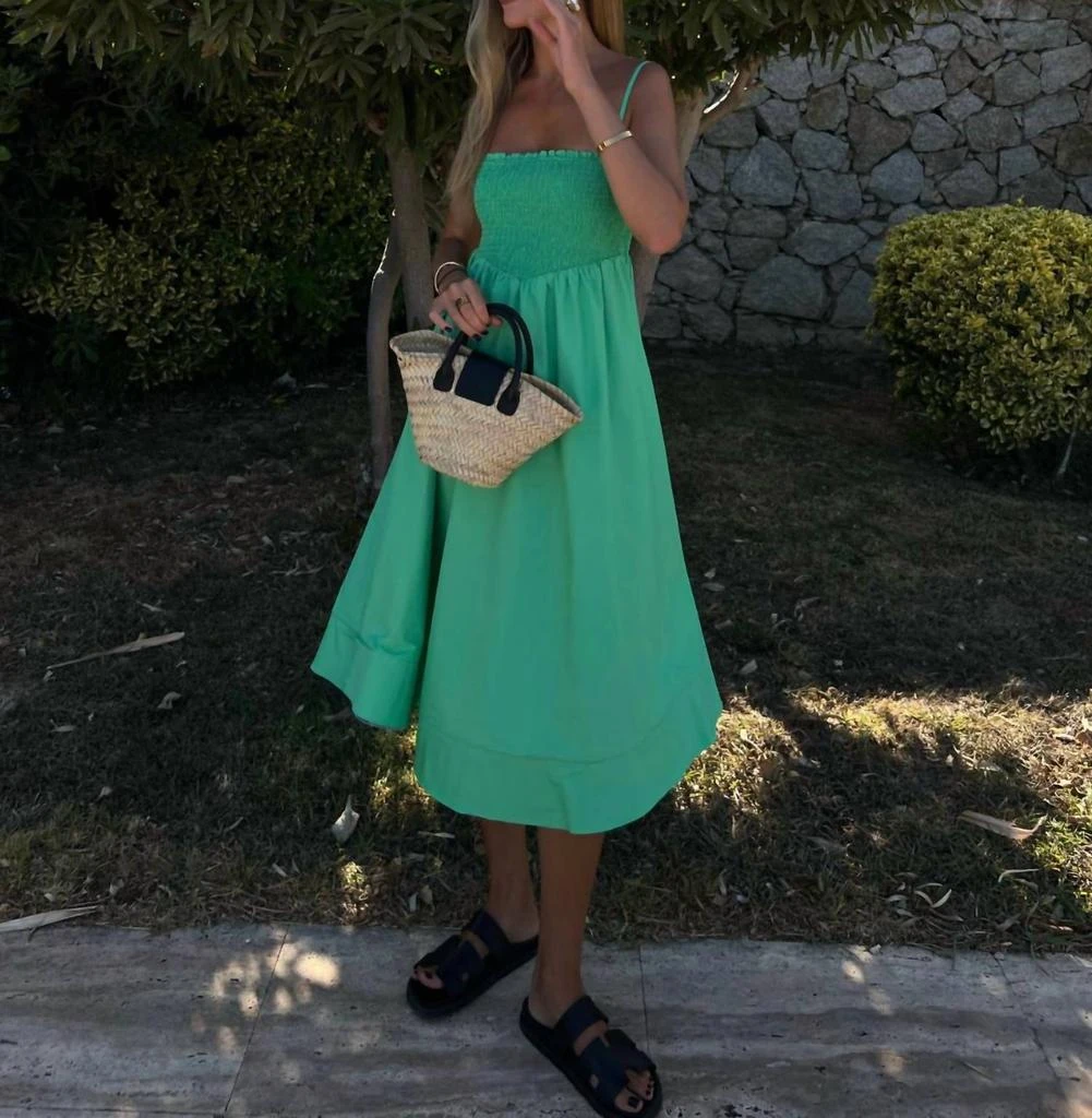 Glamorous Gracie Smocked Midi In Green 3