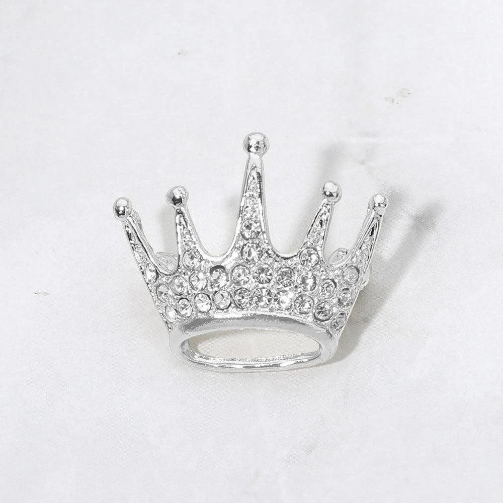 FASHNZFAB Rhinestone Embellished Crown Pin Brooch