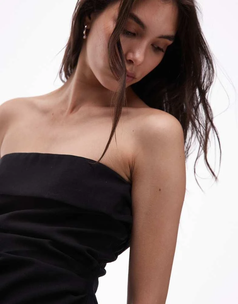 Topshop linen fold over bandeau in black  On Sale Now with Up to 25% Off |  Discover Exclusive Deals & Savings at BeyondStyle  Authentic Topshop  Home|Women|Tops with Limited-Time Discounts, Free