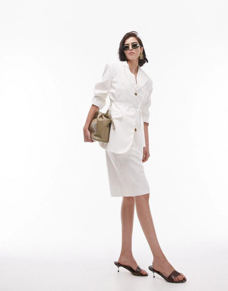 Topshop Topshop premium slouchy blazer in ecru 3