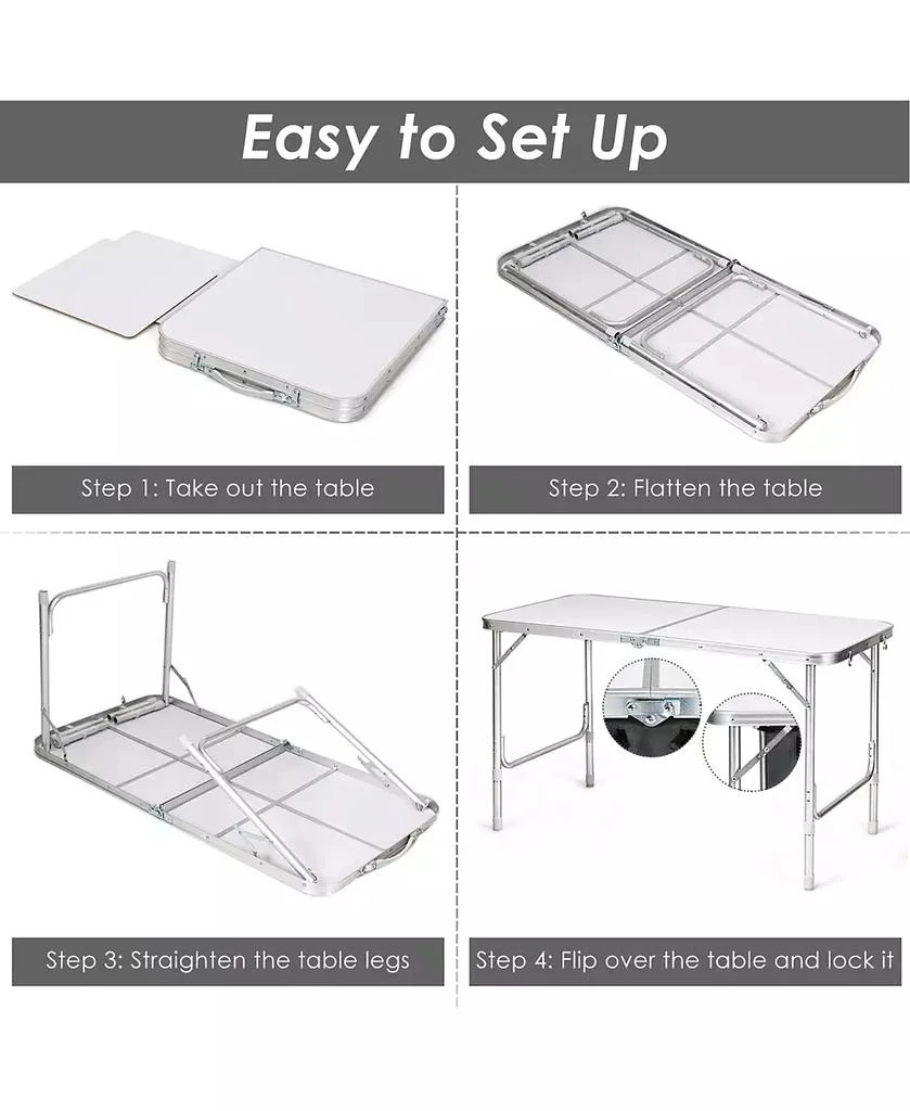 Costway Adjustable Camping Table Aluminum w/ Storage Organizer 9
