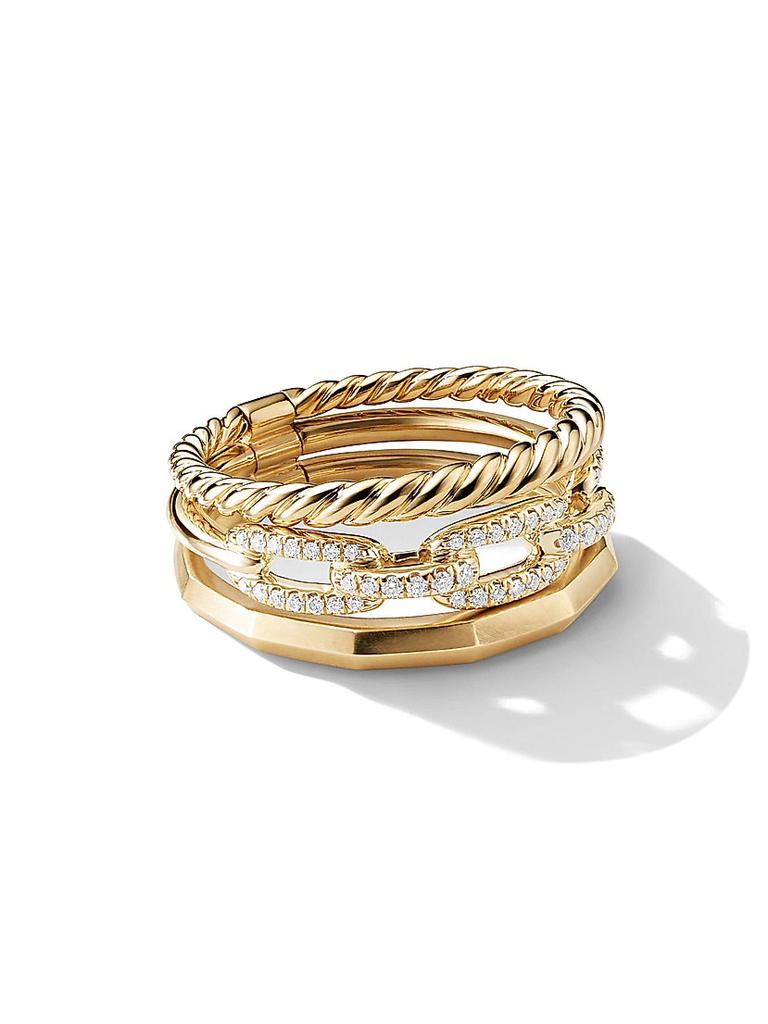David Yurman Stax Three Row Ring in 18K Yellow Gold