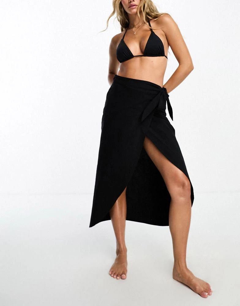 VERO MODA Vero Moda sarong maxi beach skirt in black 3