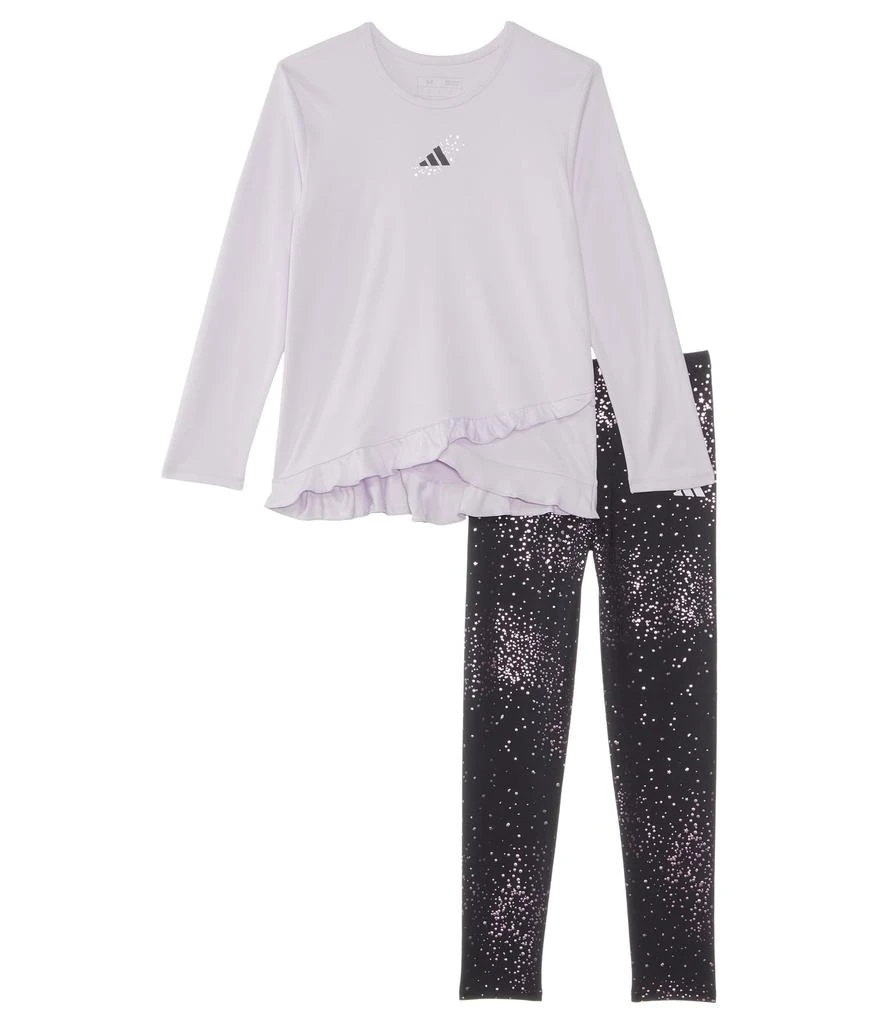 Adidas Cross Over Melange Top Foil AOP Legging Set (Toddler/Little Kid) 1