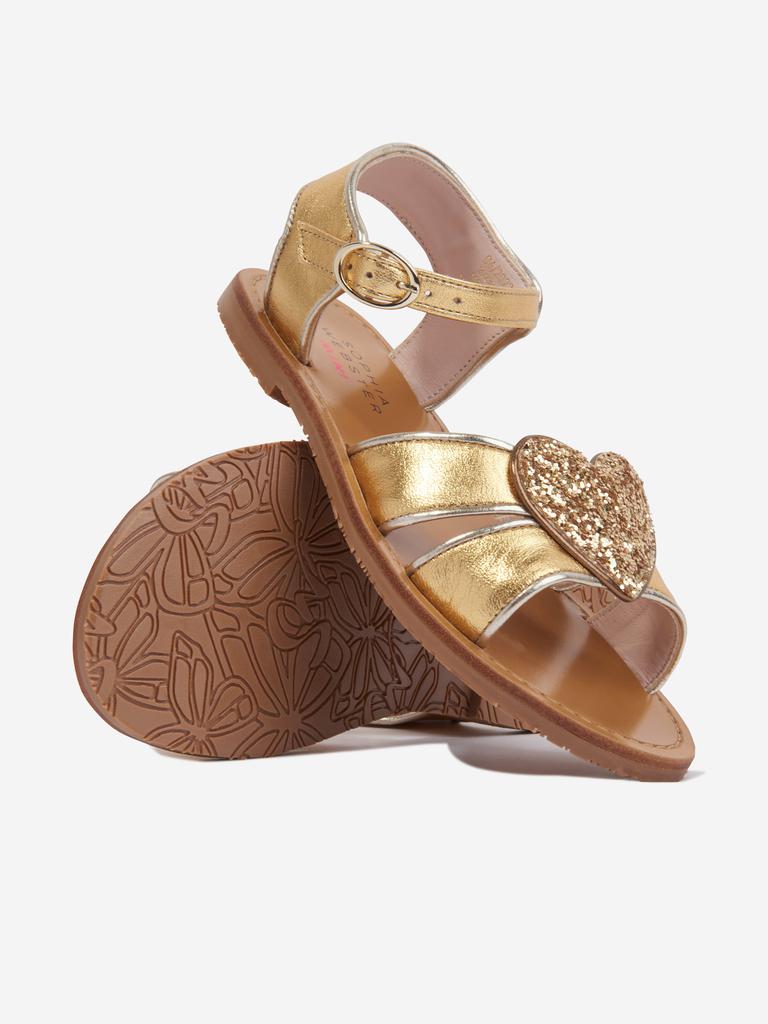 Sophia Webster Girls Leather Amora Sandals in Gold