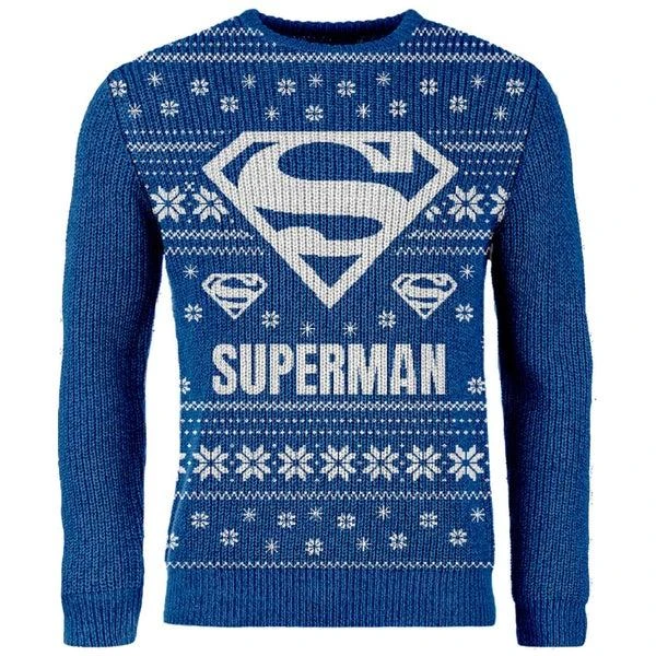 DC Comics Zavvi Exclusive Superman Knitted Christmas Sweater - Blue 1