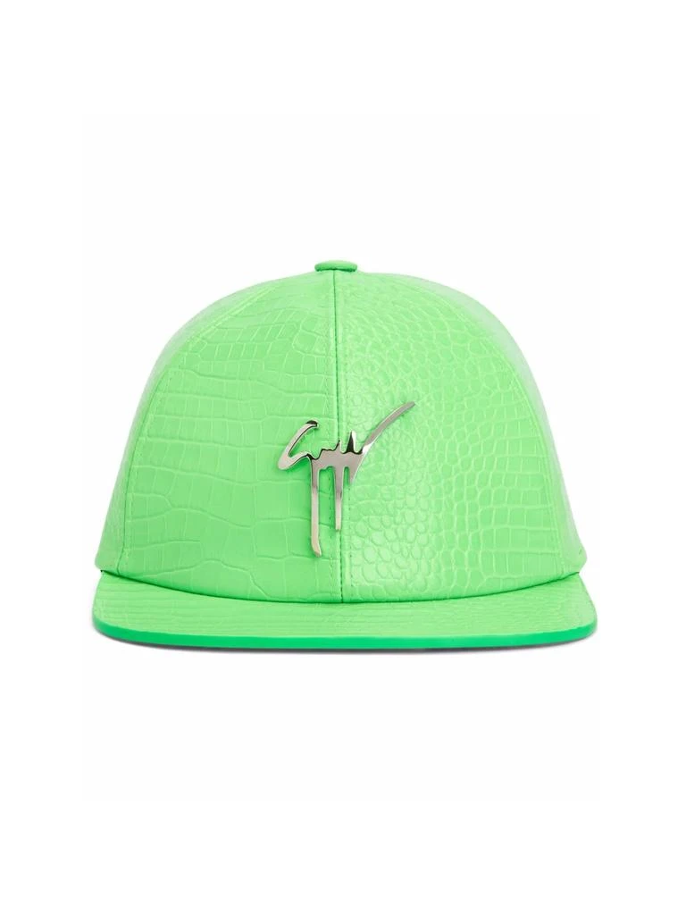Giuseppe Zanotti COHEN SIGNATURE LOGO LEATHER BASEBALL CAP 1