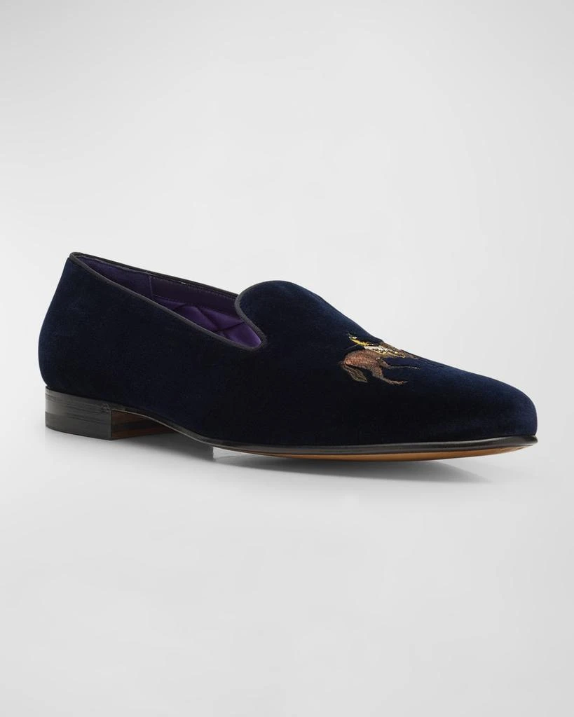 Ralph Lauren Men's Alonzo Embroidered Velvet Slippers 3