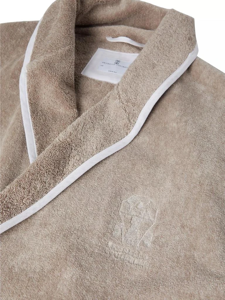 Brunello Cucinelli Cotton Terrycloth Bathrobe with Linen Trims 4