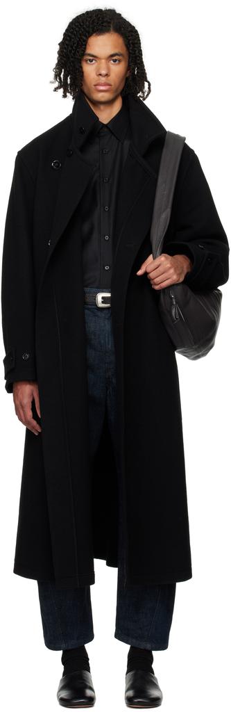 Lemaire Black Wrap Coat - Coats - BeyondStyle