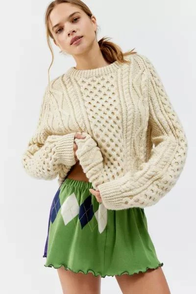 Urban Renewal Urban Renewal Remade Lettuce Edge Aryle Sweater Mini Skirt 1