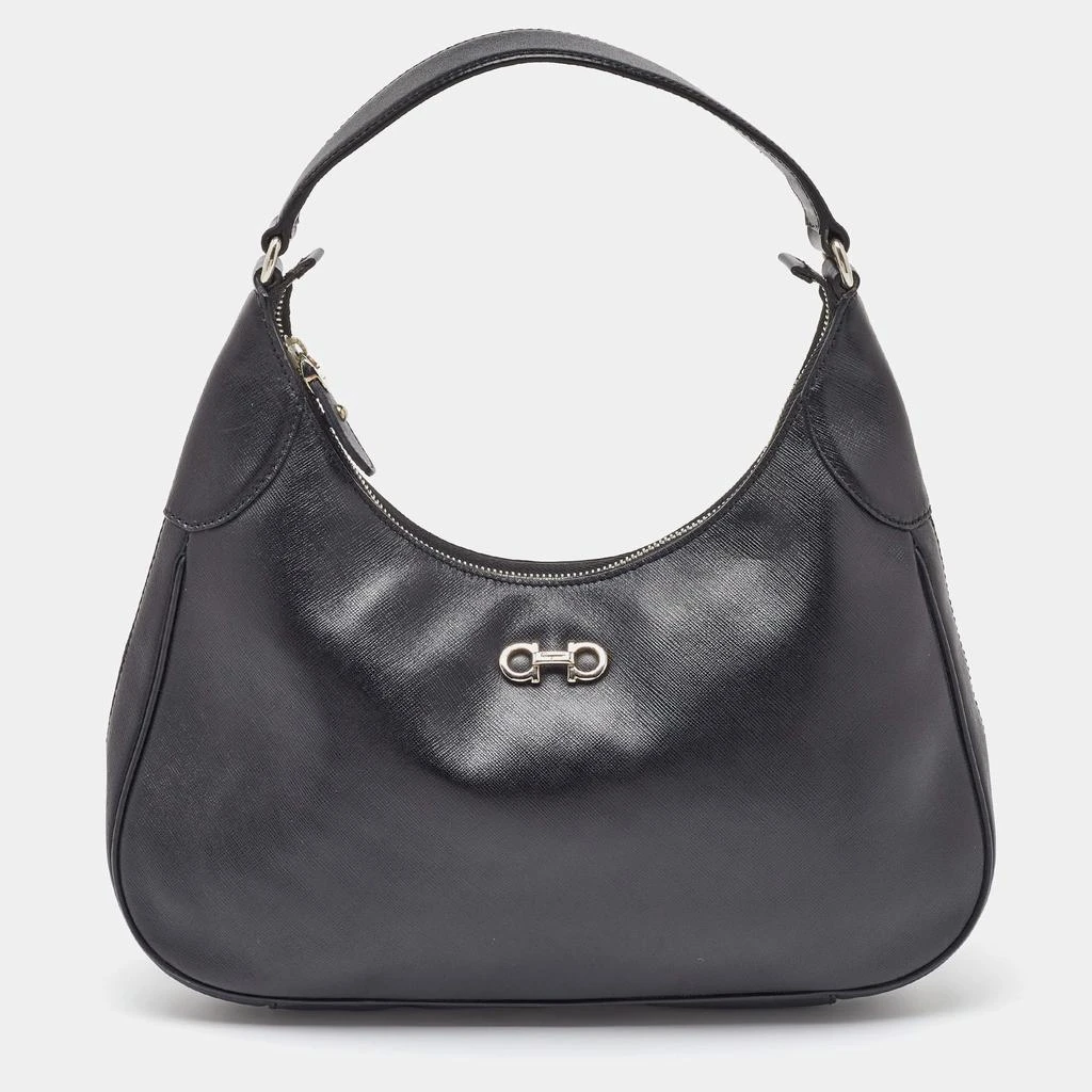 Salvatore Ferragamo Salvatore Ferragamo Black Leather Gancini Romana Hobo 1