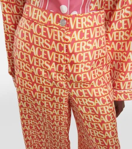 Versace Logo wide-leg silk pants 4