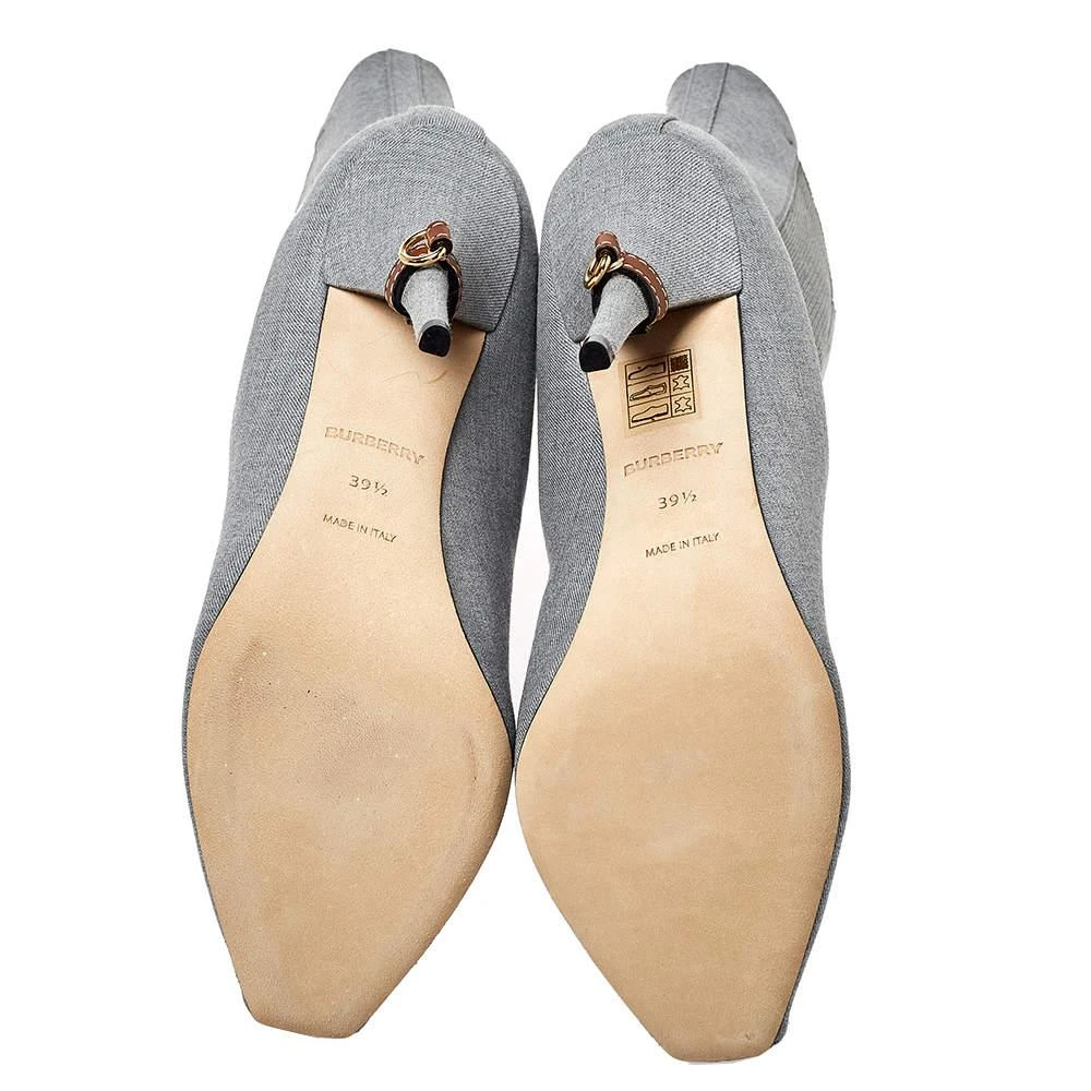 Burberry Burberry Grey Canvas And Elastic Fabric Peep Toe Kenzie Ankle Boots Size 39.5 6