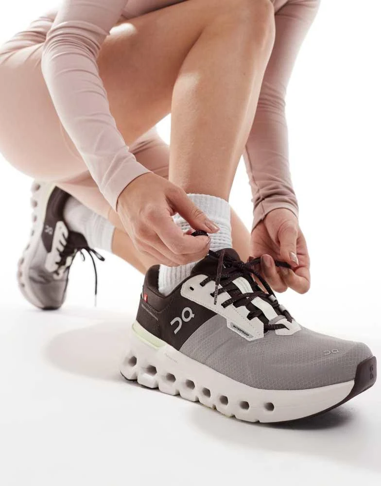 On ON Cloudrunner 2 Waterproof running trainers in Brown and Grey 4