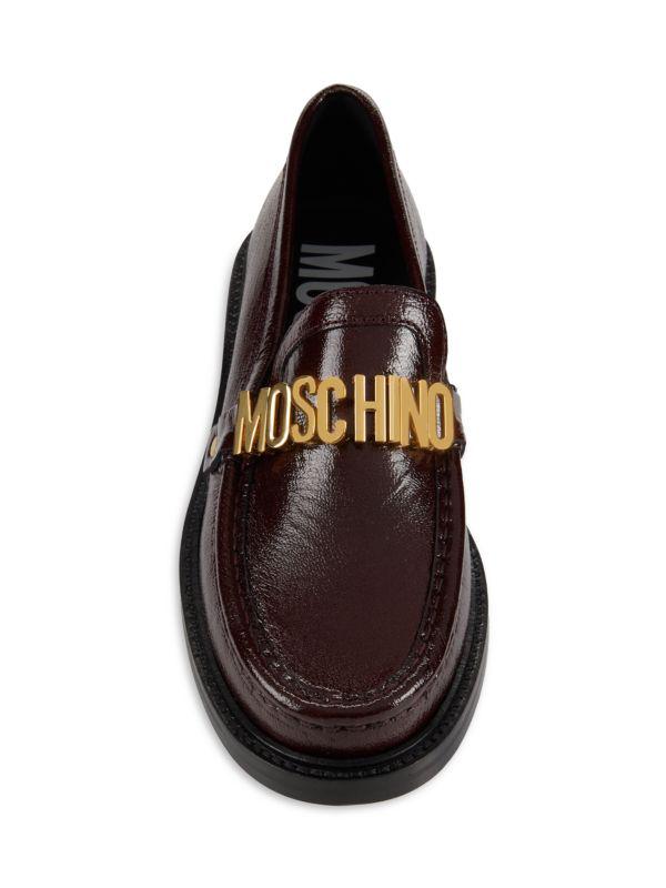 【関税込み】Moschino ブラック エンボスロゴ ローファー Moschino Logo-Detailed Leather Loafers | Saks Fifth Avenue