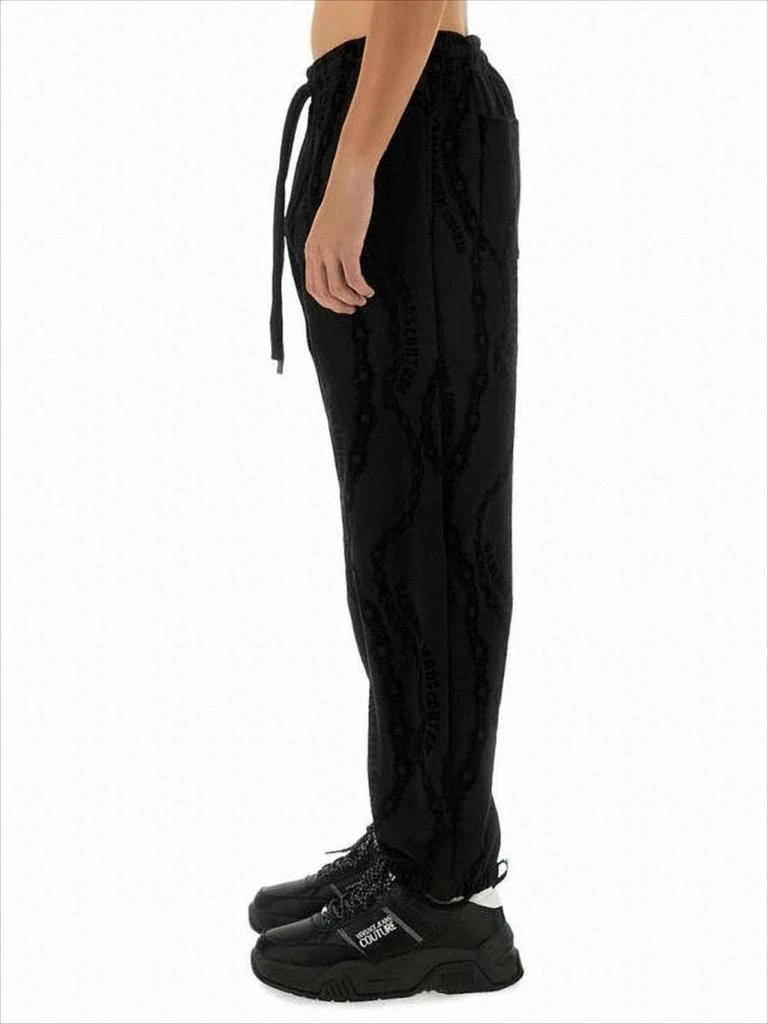 Versace Black Jogger Pants with Textured Pattern 4