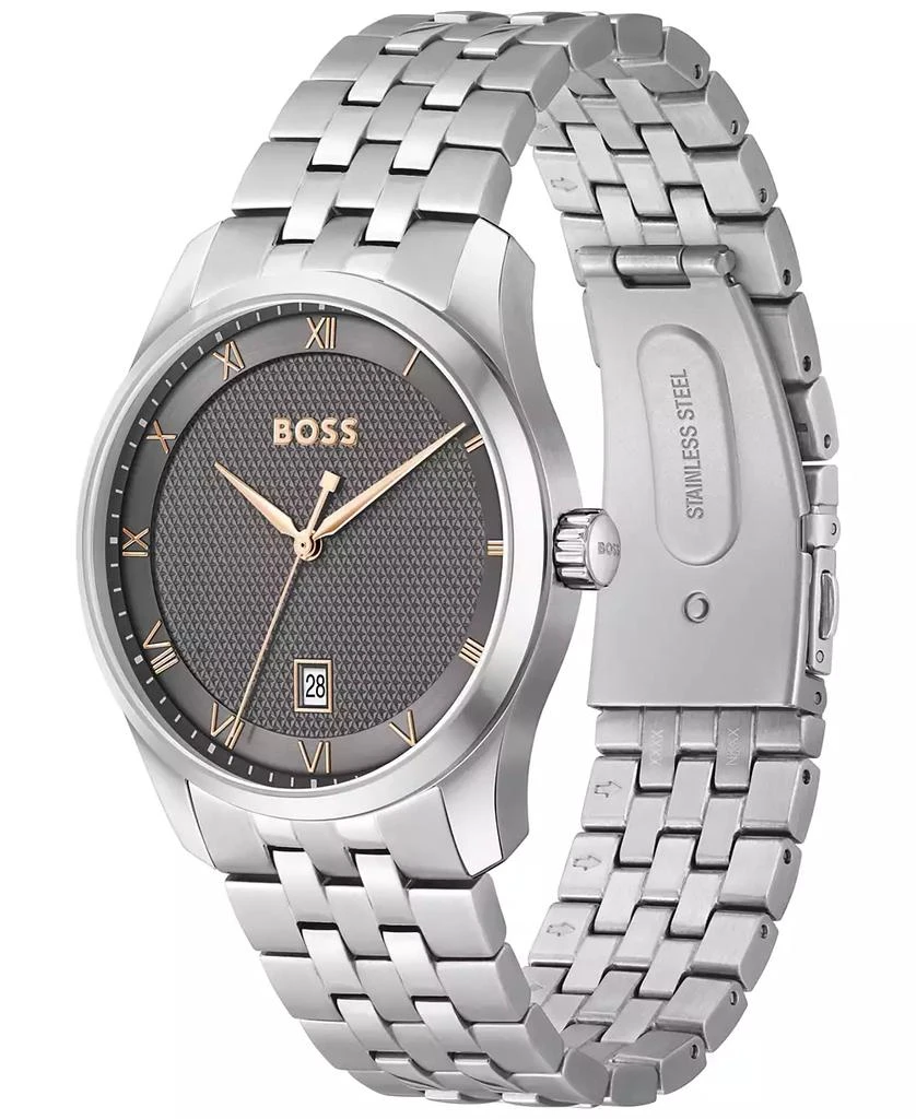Hugo Boss Men's Principle Quartz Basic Calendar Silver-Tone Stainless Steel Watch 41mm 2
