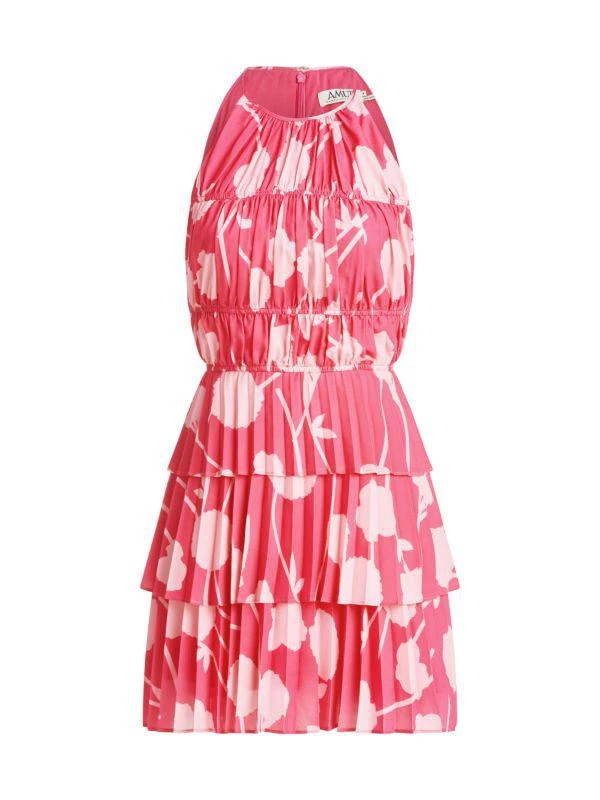 AMUR Ayesha Floral Pleated Halter Mini Dress 4