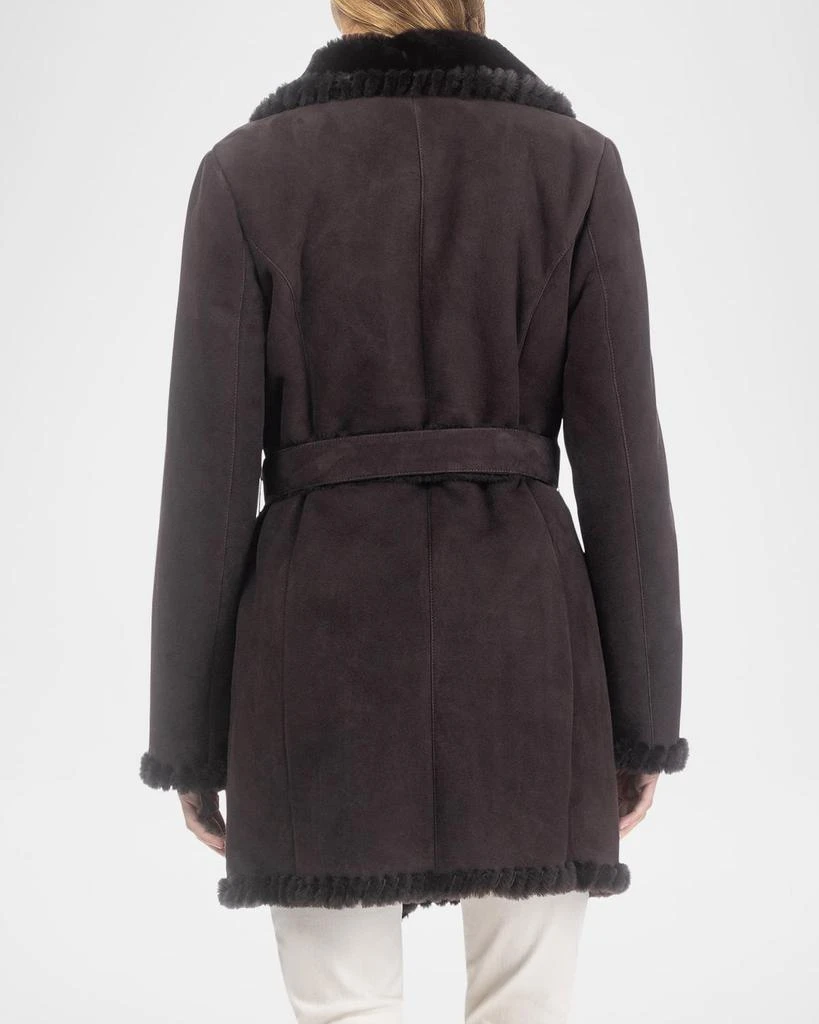 Gorski Merino Shearling Lamb Belted Stroller With Whipstitch Trim 3