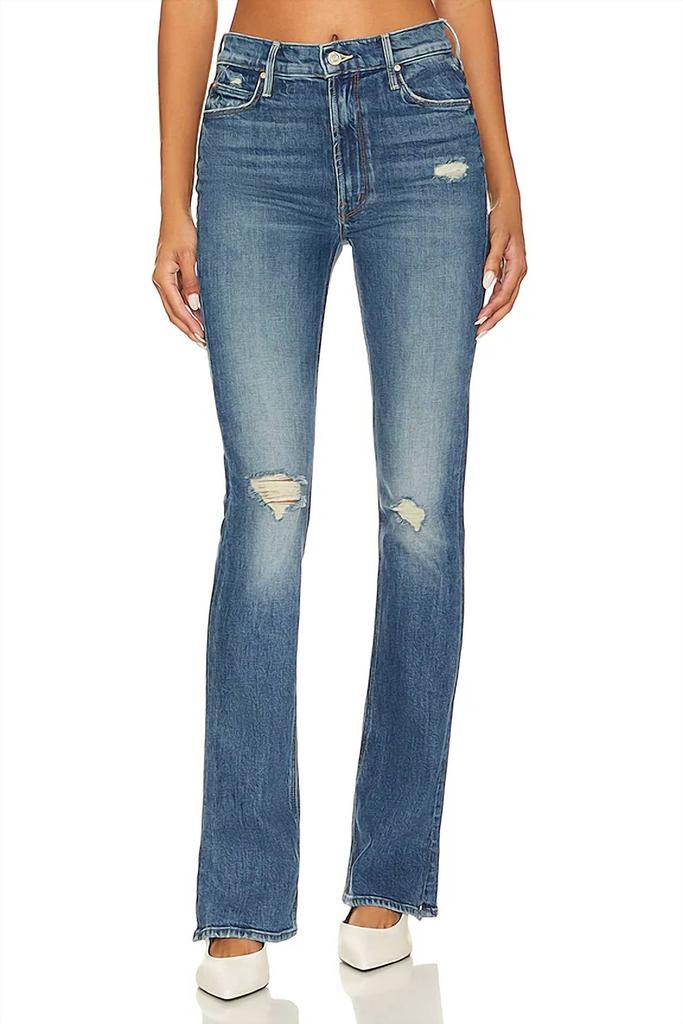 Mother High Waisted Runaway Slice Heel Jeans In Morning Chores