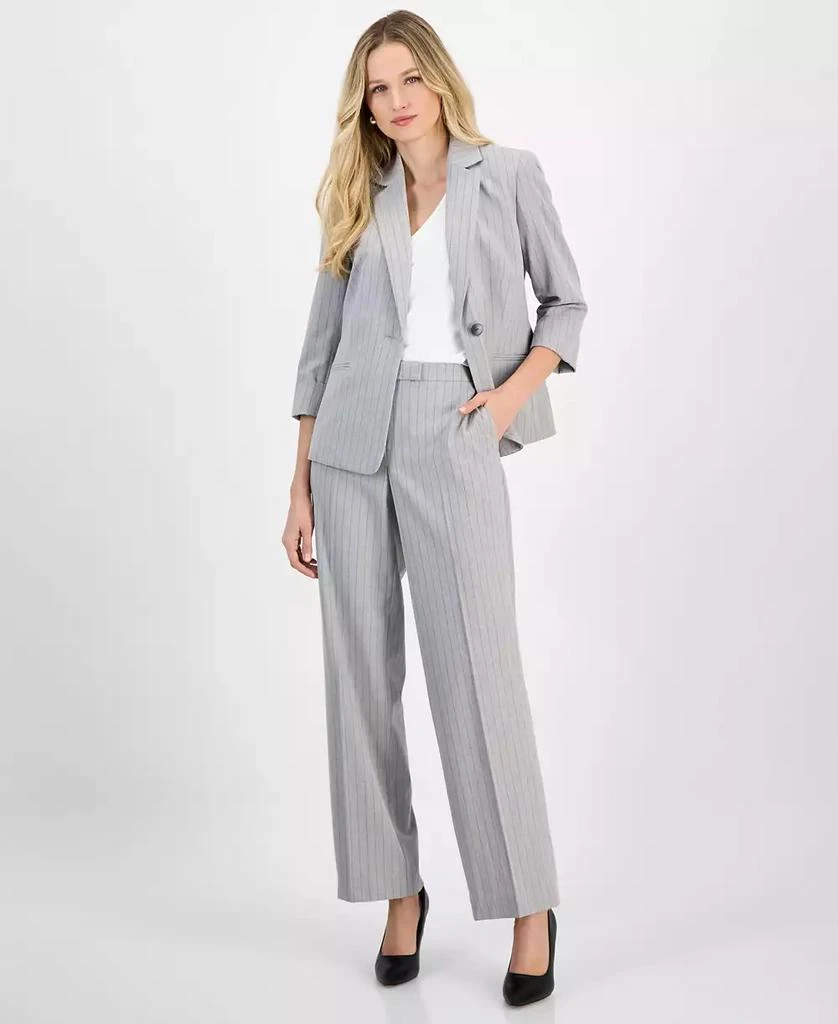 Kasper Petite Women's Pinstriped One-Button Blazer 3