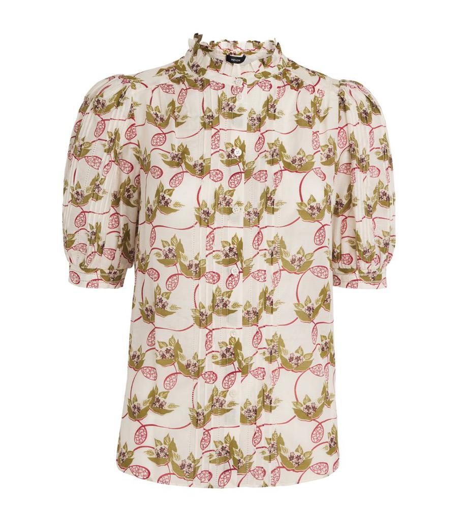 ME+EM Cotton-Silk Floral Blouse