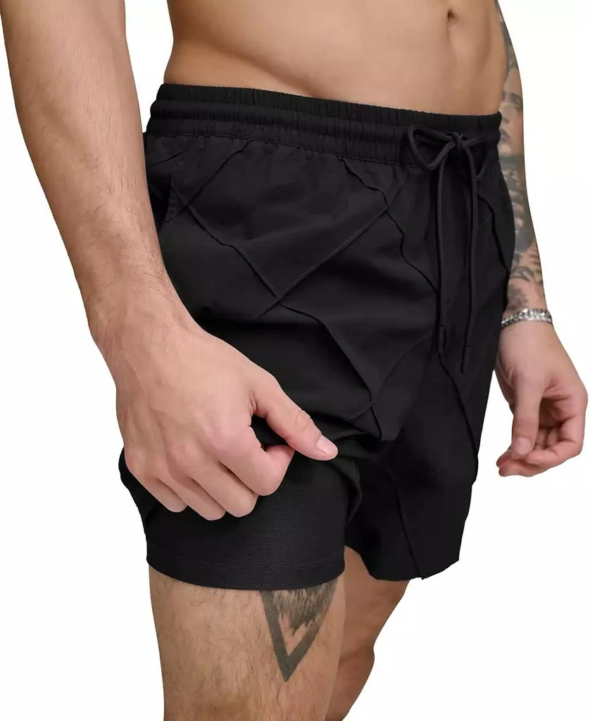 DKNY Men's Diamond Pintuck Performance 5" Volley Shorts 3