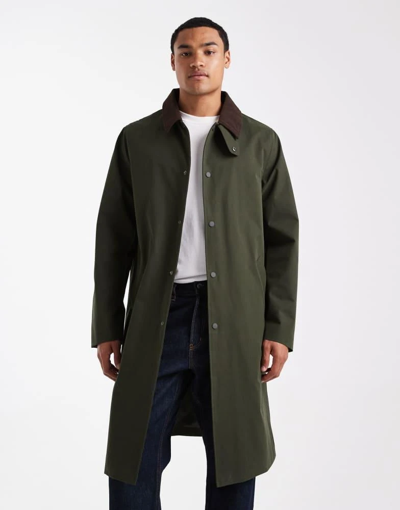 New Look New Look longline mac with cord collar in dark khaki