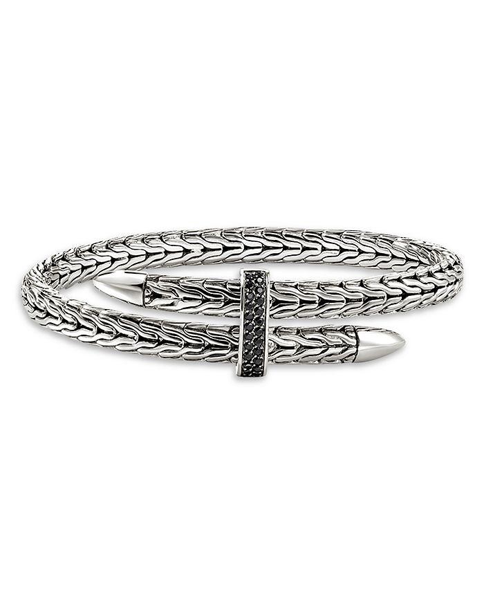 John Hardy Sterling Silver Spear Black Sapphire Flex Bracelet